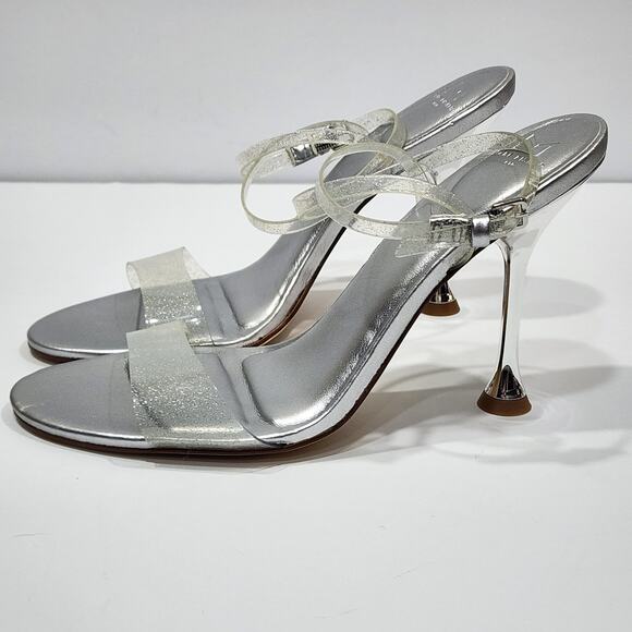 Marc Fisher Calisty Strappy High Heeled Sandals Ankle Strap Glitter Silver‎ Sz 8 - Picture 10 of 16